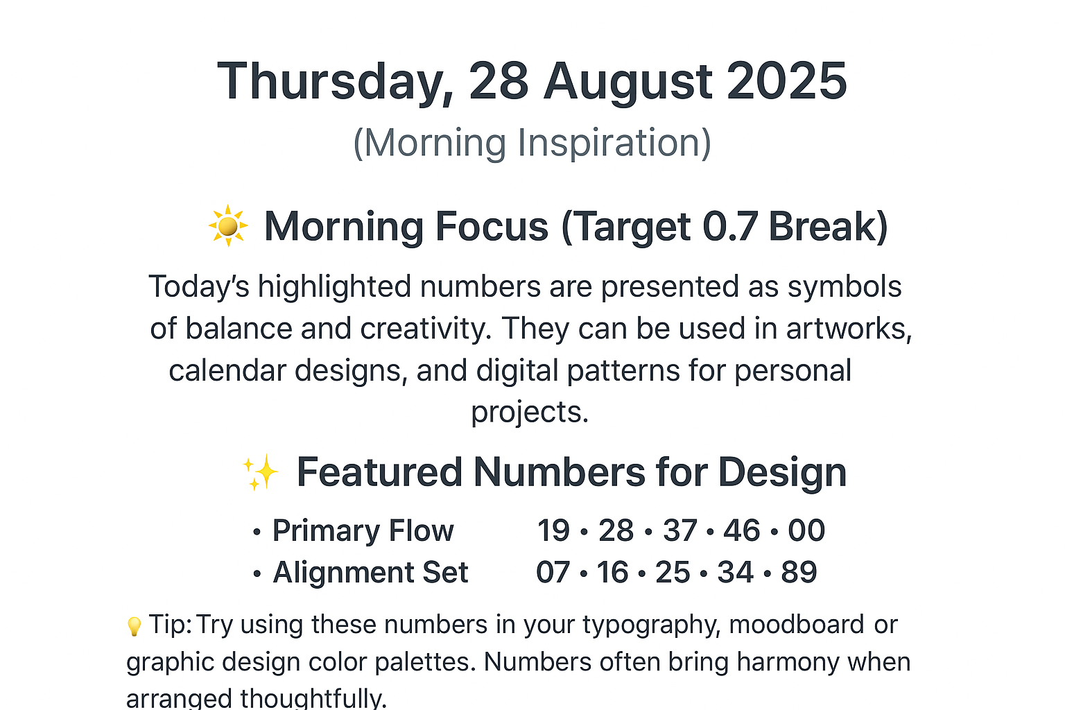 August 28, 2025, Thursday (Inspiration for the Morning)